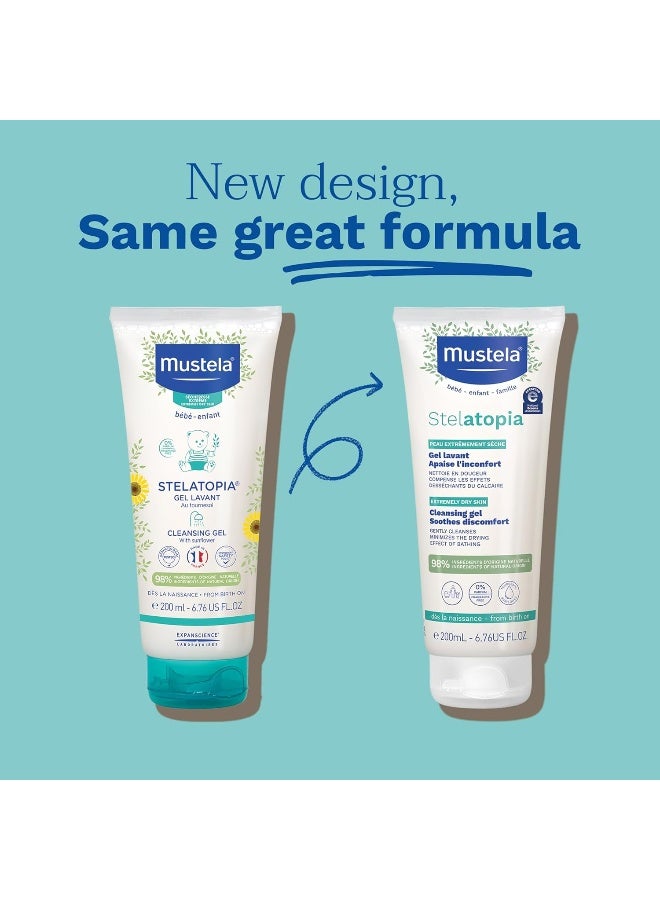 Mustela Stelatopia Eczema-Prone Skin Cleansing Gel - Baby Face & Body Wash with Natural Avocado & Sunflower Oil - Fragrance-Free & Tear Free - 6.76 fl. oz. - Image 2